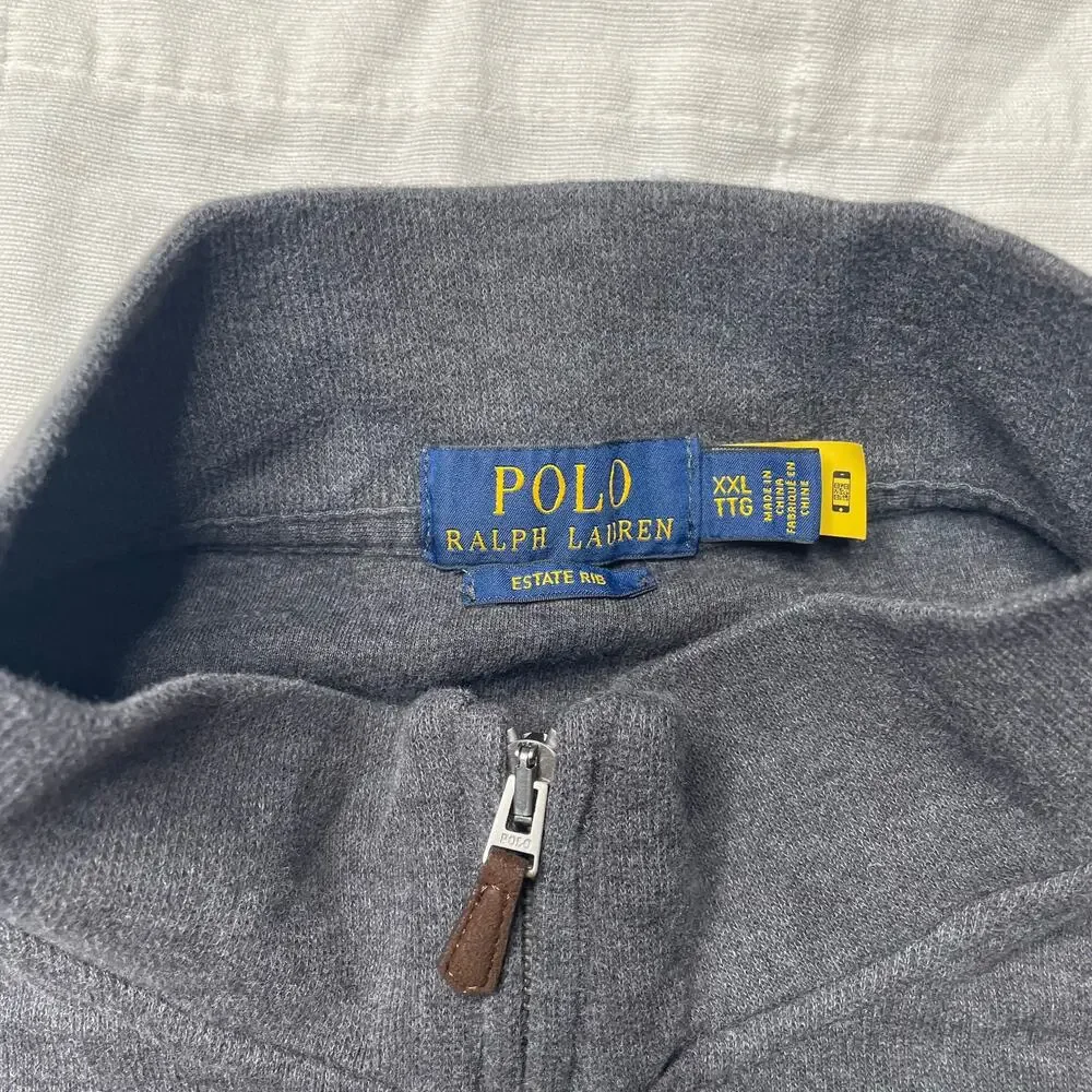 Polo Ralph Lauren Estate Rib Gray Quarter Zip Pullover Sweater XXL Men's Cotton
